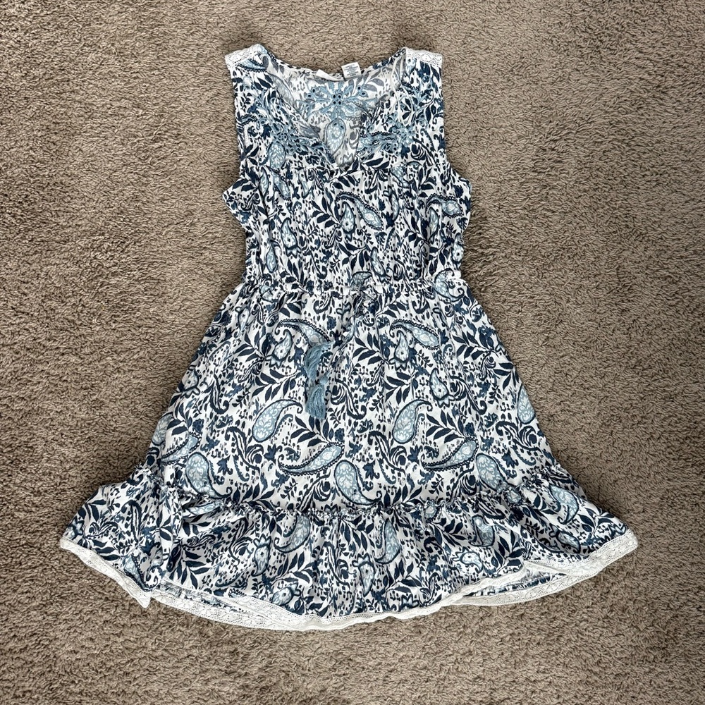Lucky Brand Blue and White Paisley Mini Dress